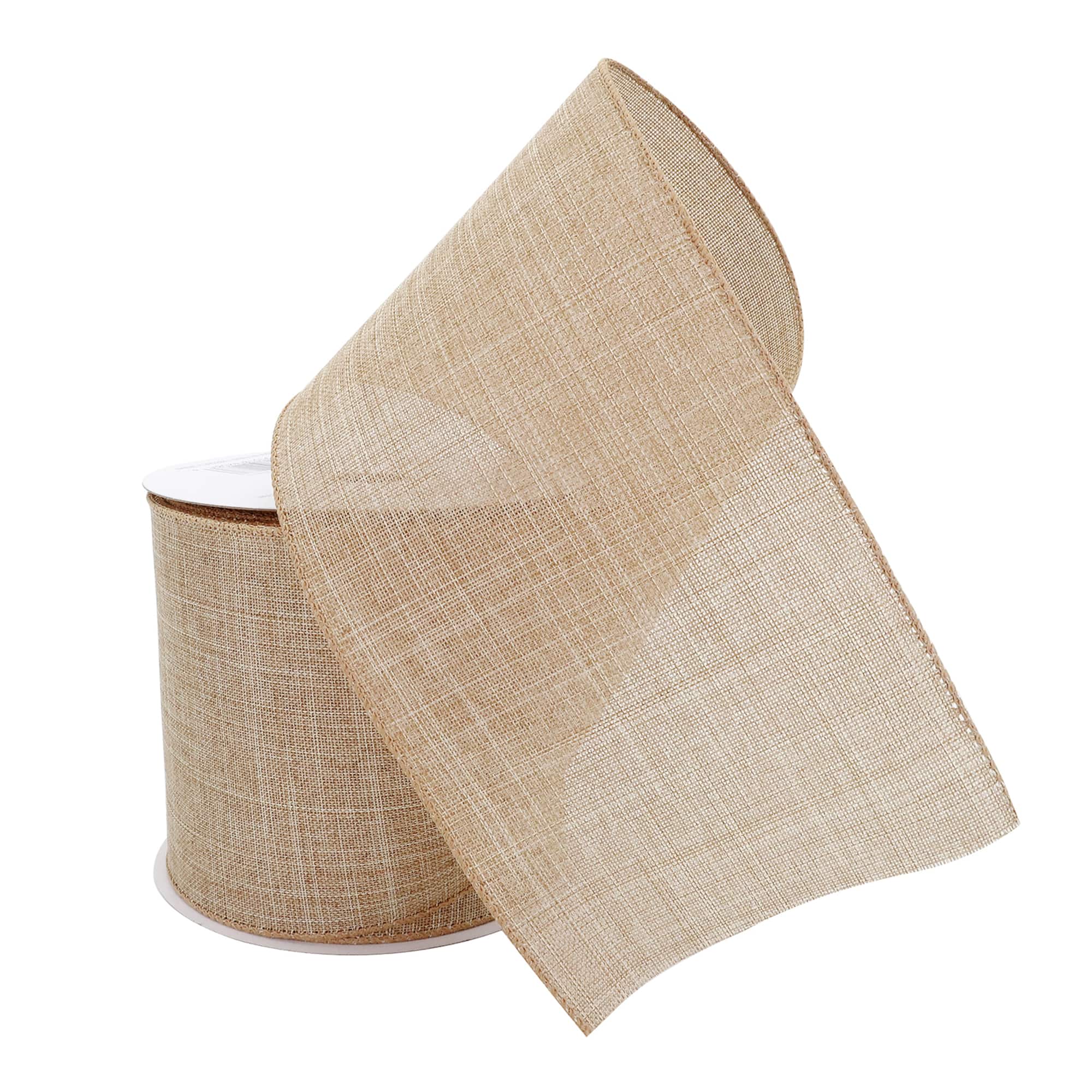4" x 18ft. Faux Linen Wired Ribbon by Celebrate It™ Specialty